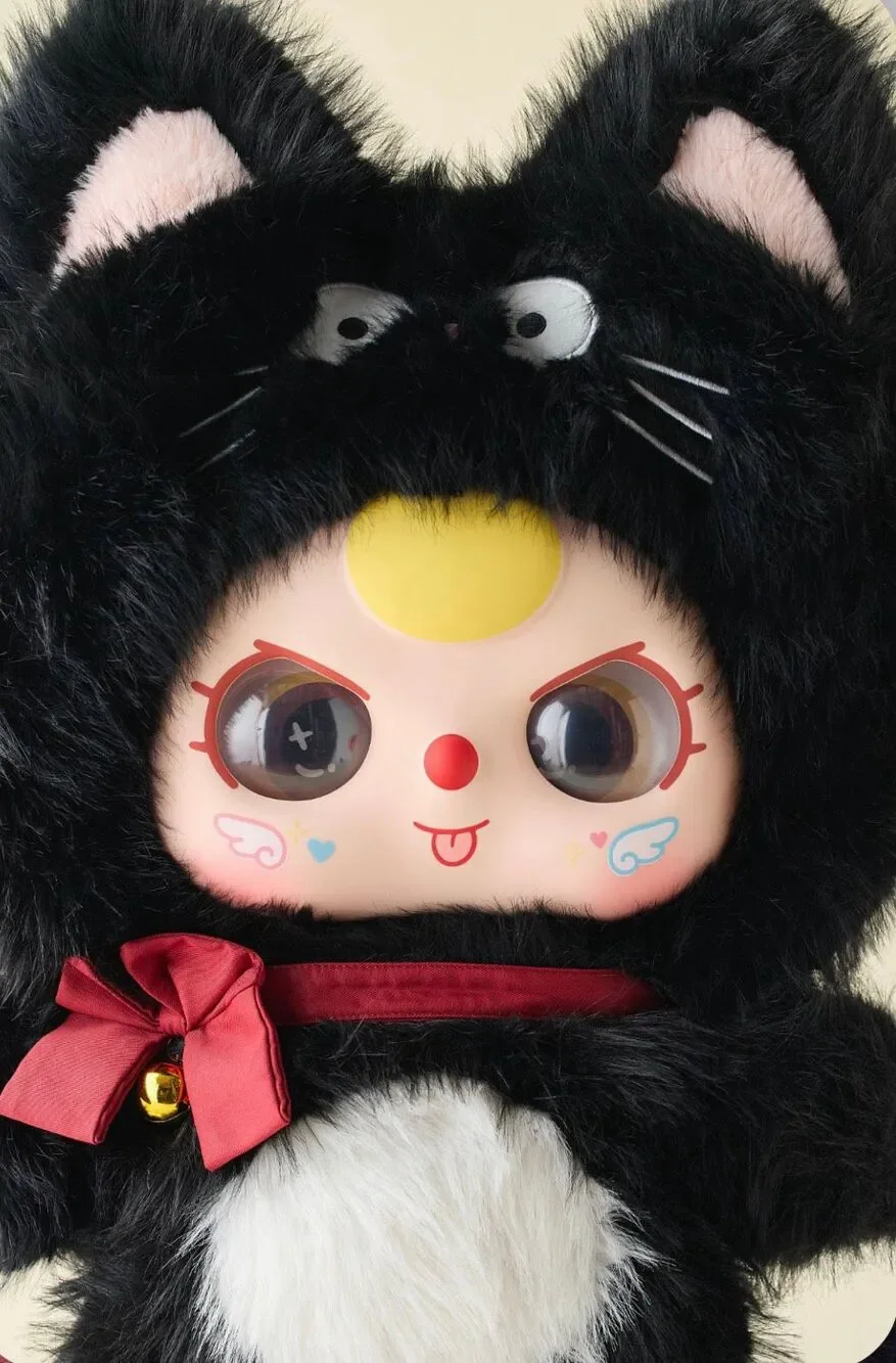 Confirmed New Baby Three 1000% V2 Blind Box Plushie- Black Brave Cat